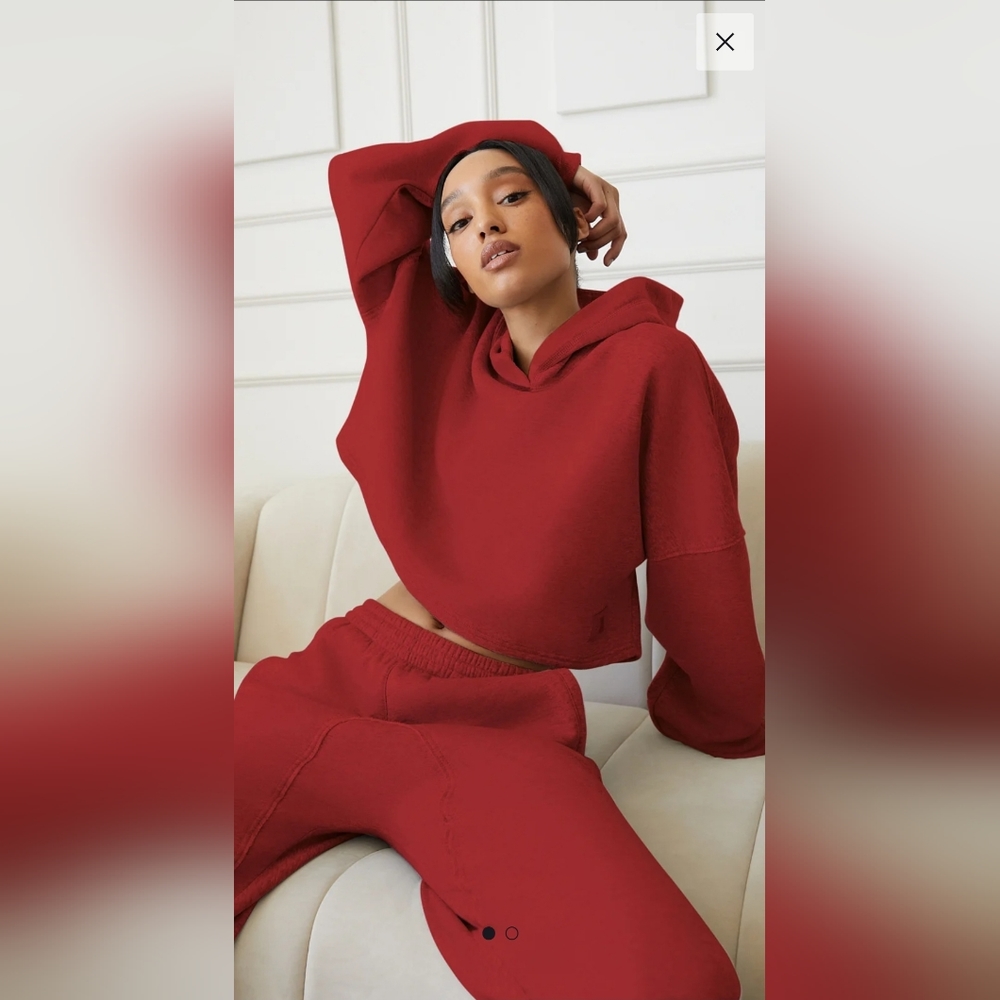 Savage X Fenty, Crop Hoodie, L, Sweet Jam Red